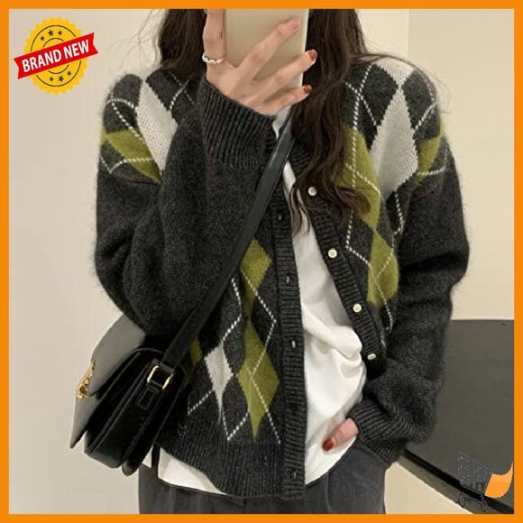 Chunky Knit Cardigan V-Neck Button Closure Long Sleeve Vintage Sweater - Picture 7 of 7